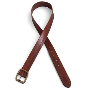 J & M Tooled Leather Belt Made in Italy Engraved Brass Buckle Size 38